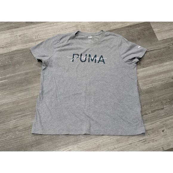 Puma Gray Short Sleeve Crew Neck T Shirt Comfort Active Top Puma Logo - Picture 7 of 7